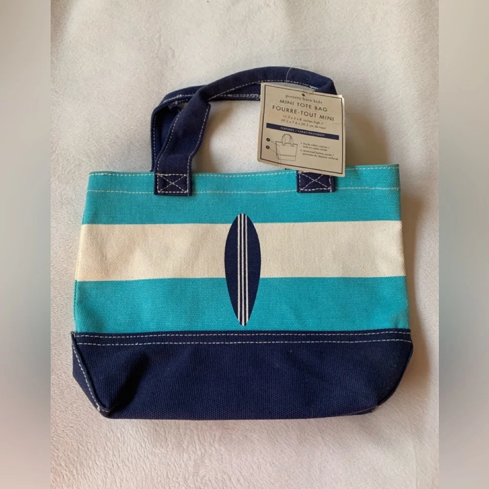 POTTERY BARN Kids 95% cotton heavier canvas mini tote bag NWT